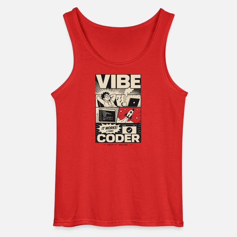 Vibe Coder Programmer Humor - Gildan Men’s Tank Top - red