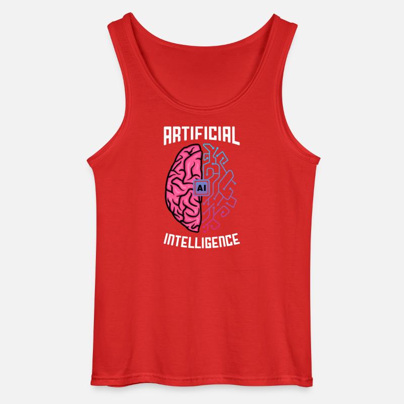 Artificial Intelligence Brain Tech Design - Gildan Men’s Tank Top - red