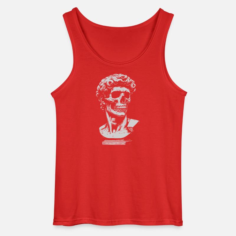 David Michelangelo Skull Bust Artwork - Gildan Men’s Tank Top - red
