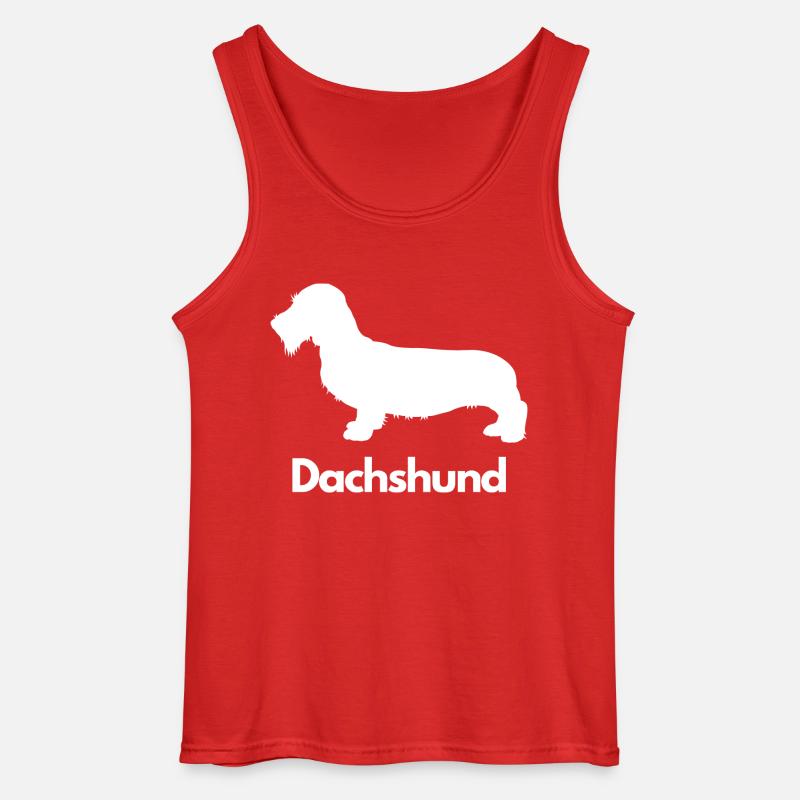 Dachshund, Dackel, Teckel, Rauhaardackel - Gildan Männer Tank Top - Rot