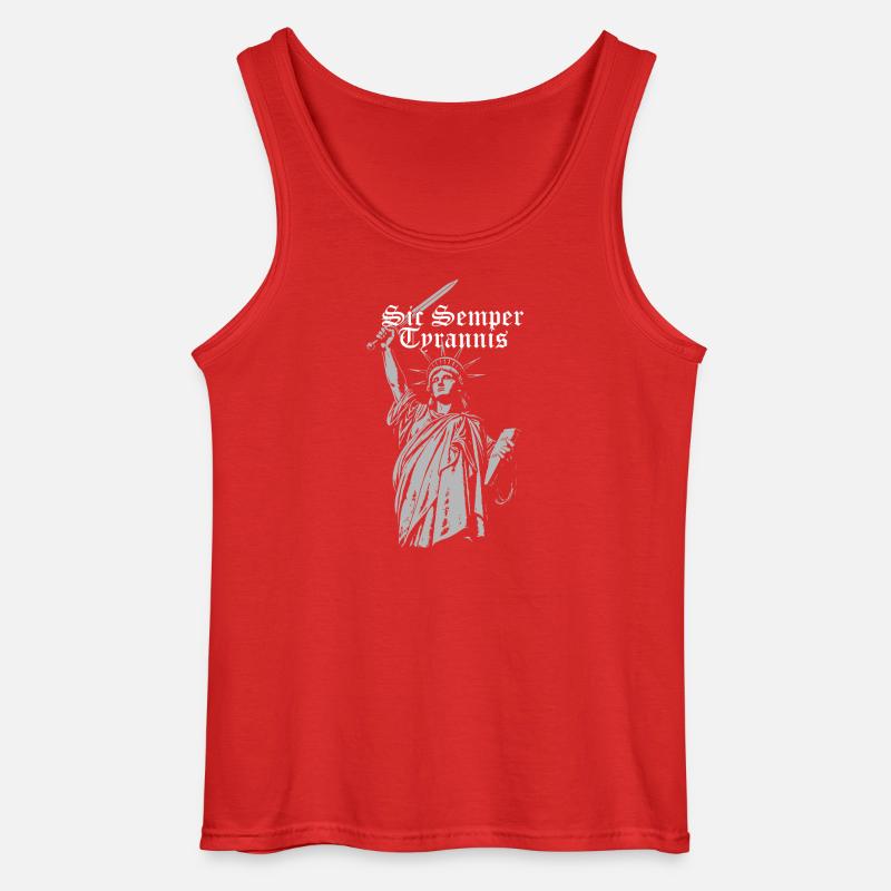 Sic Semper Tyrannis, Freiheitsstatue mit Schwert - Gildan Männer Tank Top - Rot
