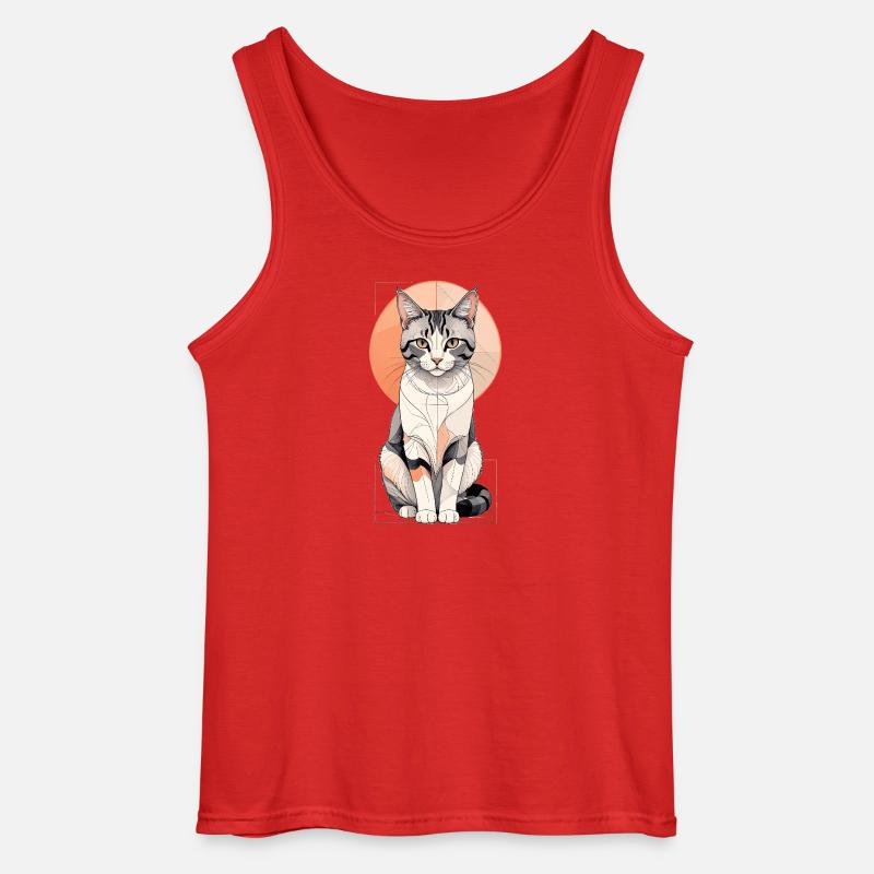 Geometrische Katzenpose im Orbit - Gildan Männer Tank Top - Rot