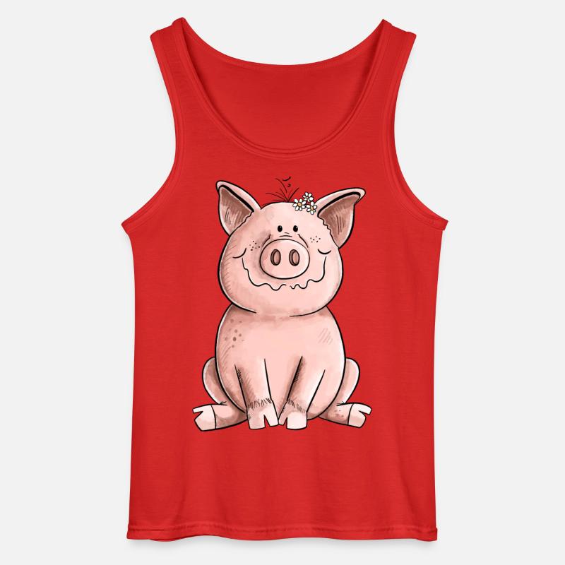 Glad gris - Gildan tanktop til mænd - rød