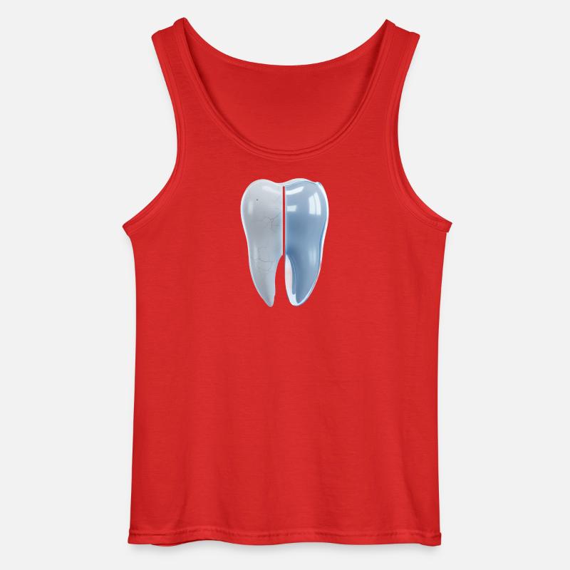 gesunder-kaputter-zahn-vorher-nachher-3d - Gildan Männer Tank Top - Rot