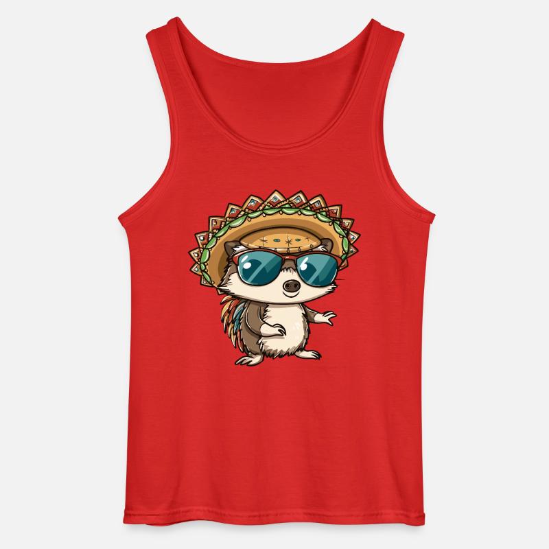 Igel Comic Lustig Sombrero - Gildan Männer Tank Top - Rot