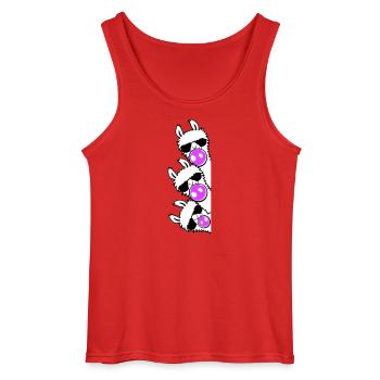 3 Llama Gum Bubbles Page Team Stacked Friends - Gildan Men’s Tank Top - red - Front - AI Model Male 185 dark (185cm)