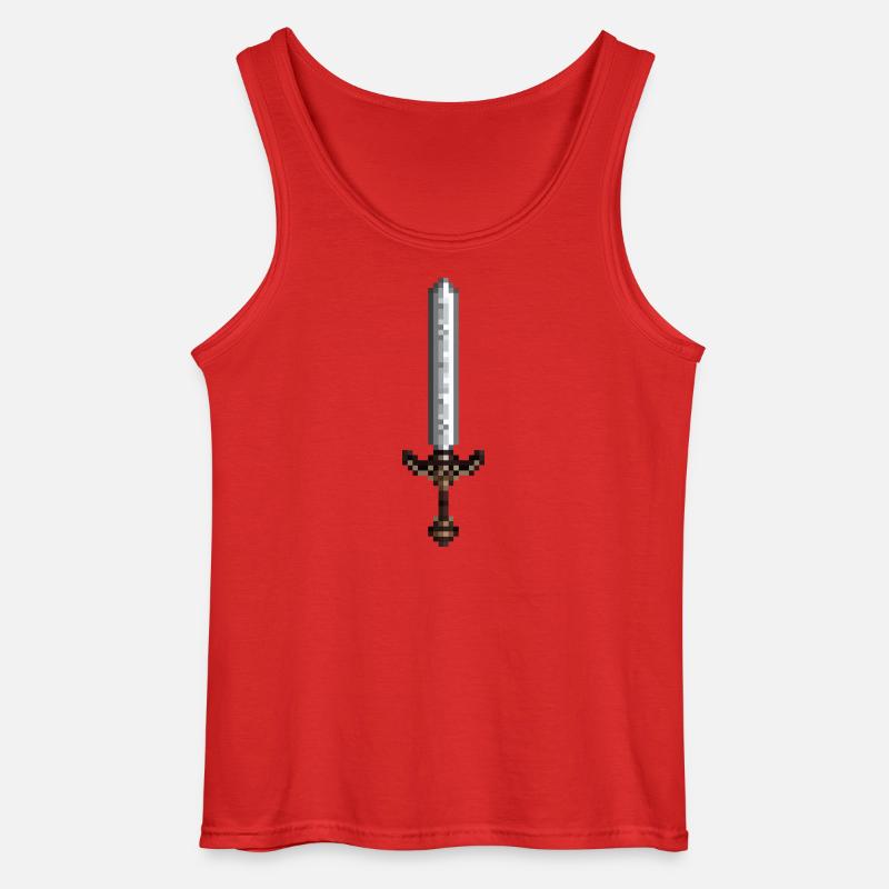 Sværdpixelkunst retro stil 8 bit - Gildan tanktop til mænd - rød
