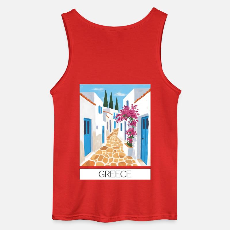 Griechischer Straßenpfad Blauweiß - Gildan Männer Tank Top - Rot