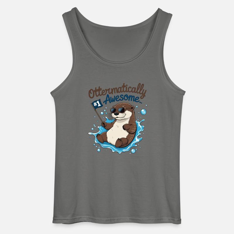 Otter-like cool – Funny Otter - Gildan Men’s Tank Top - charcoal grey