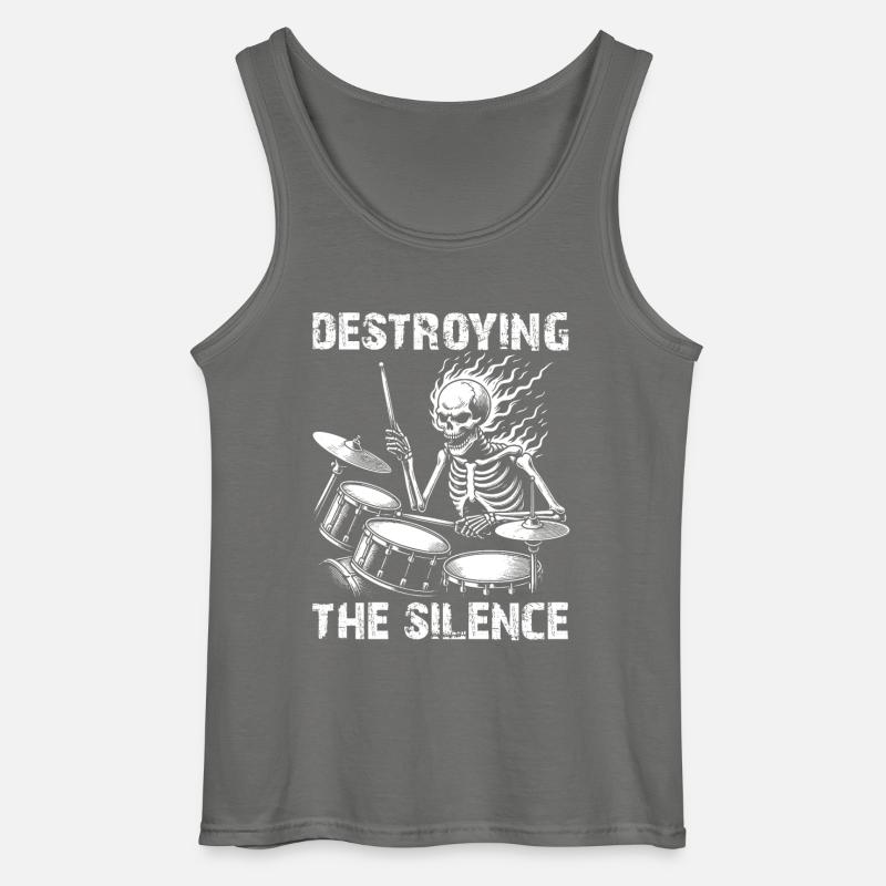 Drummer Skull Skelett am Drumset - Gildan Männer Tank Top - Anthrazit