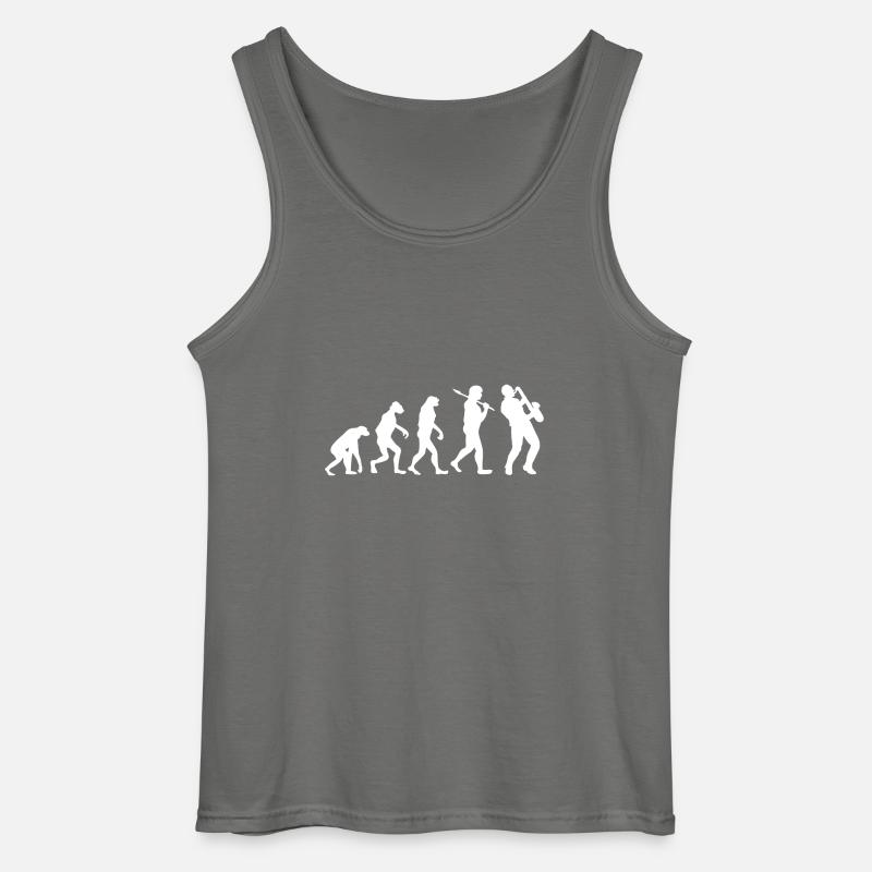 Evolution Saxofon Geschenk Musik Saxophon - Gildan Männer Tank Top - Anthrazit