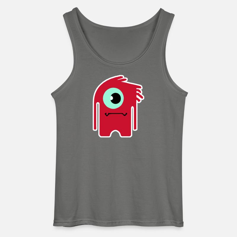 Rotes Zyklopenmonster | Lustiger Chibi-Alien - Gildan Männer Tank Top - Anthrazit
