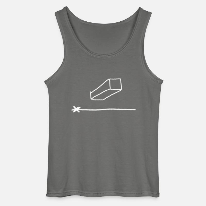 Central perspective ; Undersight ; Drawing ; Article - Gildan Men’s Tank Top - charcoal grey