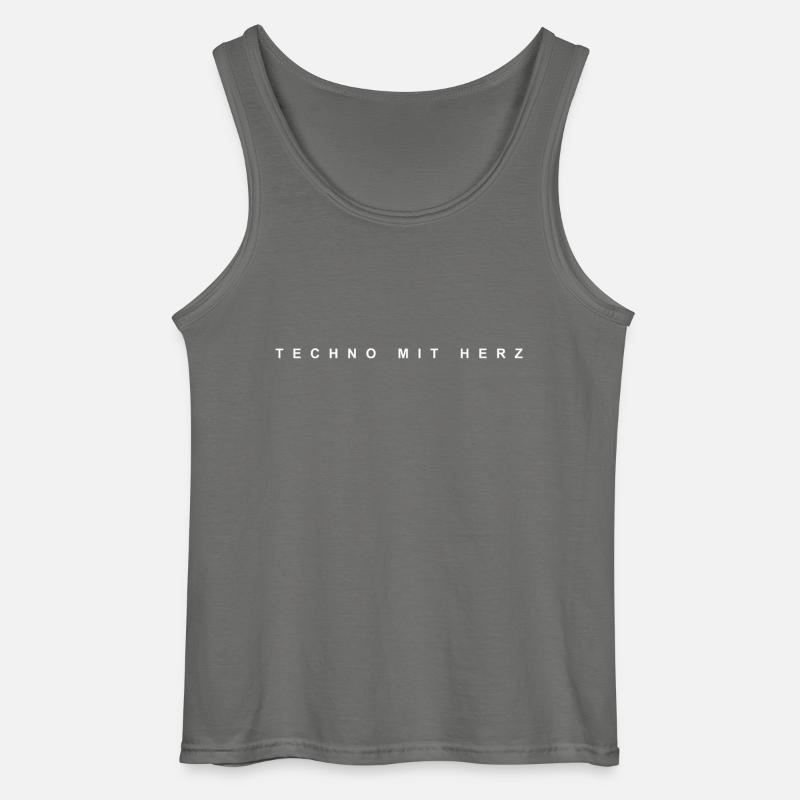 Techno mit Herz - Gildan Männer Tank Top - Anthrazit