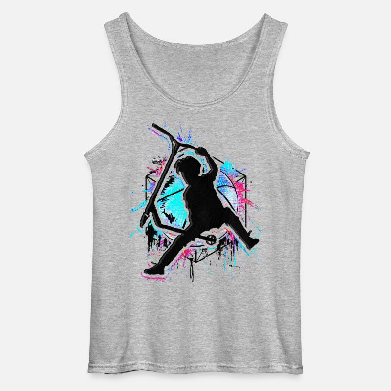 Bunter Stunt Scooter - Farbiger Stuntscooter - Gildan Männer Tank Top - Grau meliert