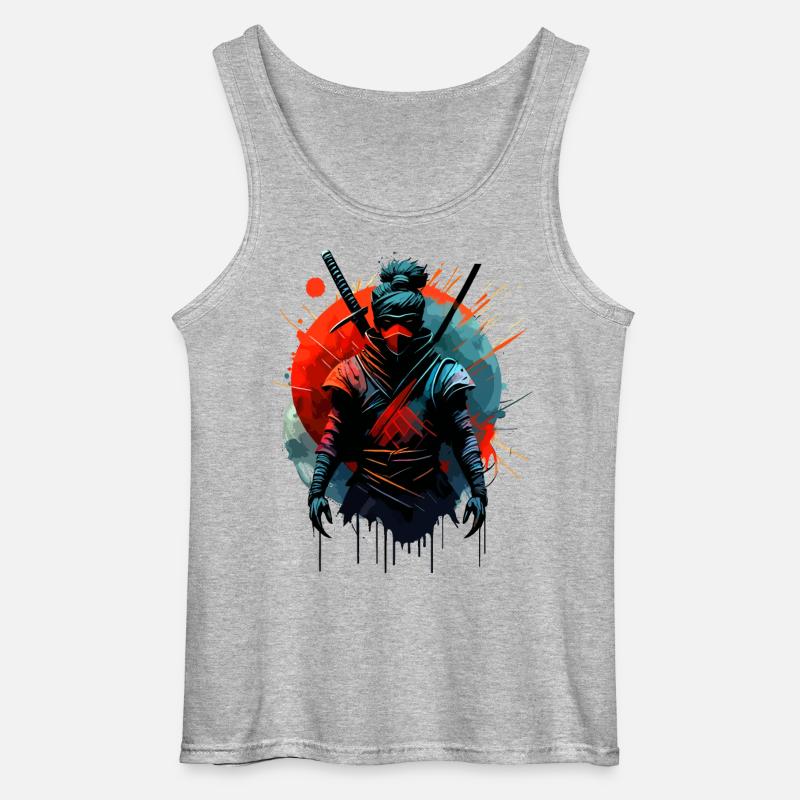 Kriegerischer Ninja Samurai Japan - Gildan Männer Tank Top - Grau meliert