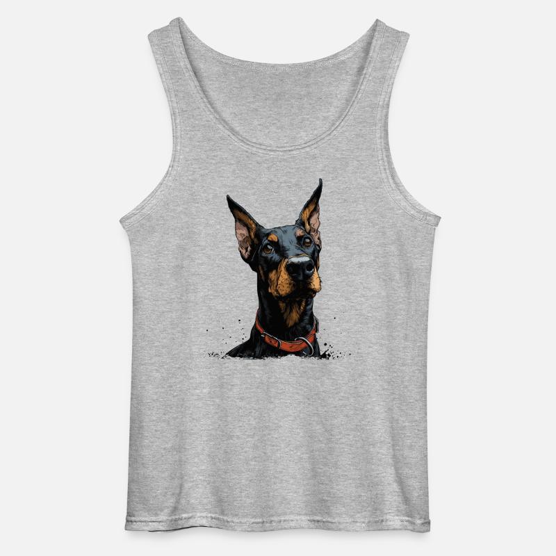 Cooler Dobermann - Gildan Männer Tank Top - Grau meliert