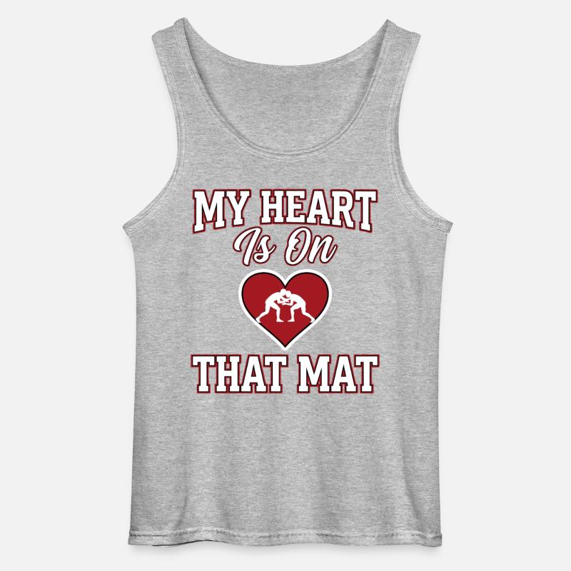 Mit hjerte er på den mate-brydningsmor - Gildan tanktop til mænd - gråmeleret