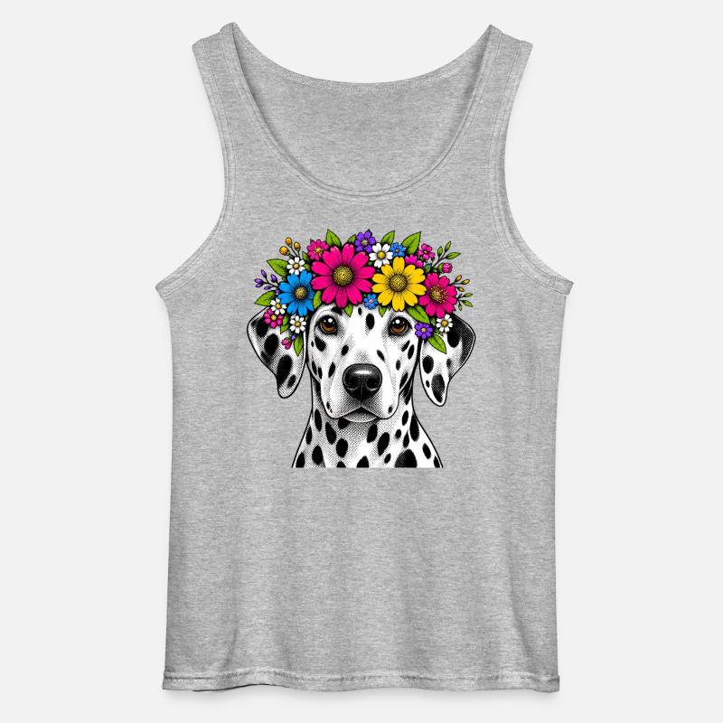 Dalmatiner mit Blumenkranz - Gildan Männer Tank Top - Grau meliert