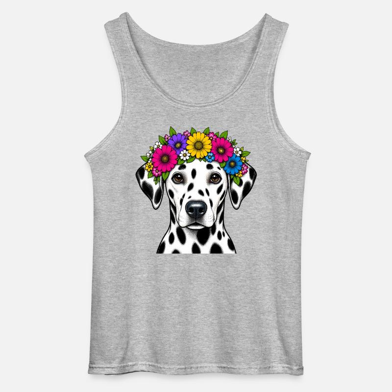 Dalmatiner mit Blumenkrone - Gildan Männer Tank Top - Grau meliert