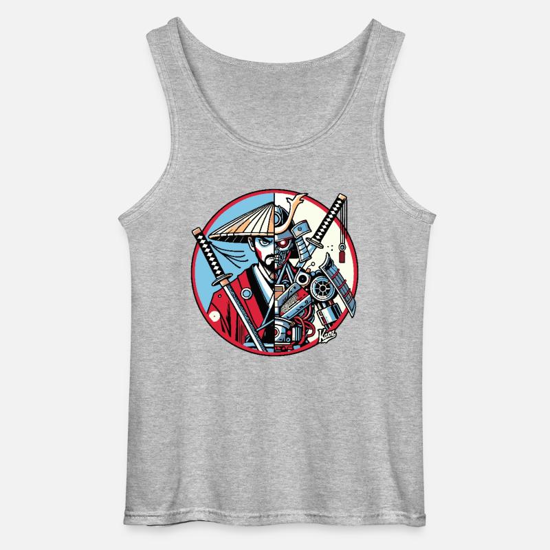 Samurai-Ronin oder Mecha-Shogun - Gildan Männer Tank Top - Grau meliert