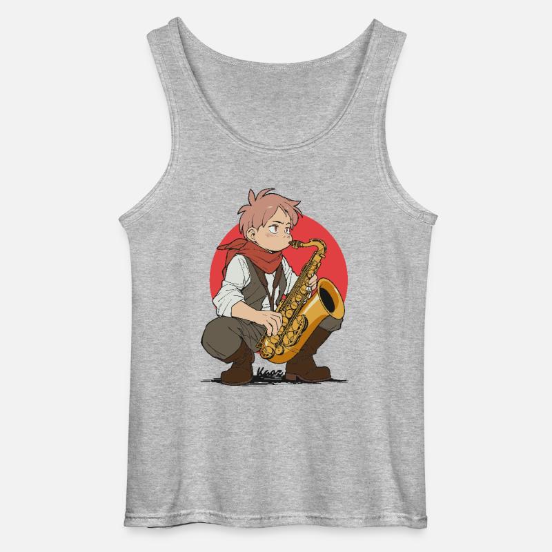 Junge spielt Saxophon - Gildan Männer Tank Top - Grau meliert