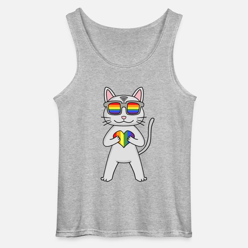 LGBT Katze Devon Rex Regenbogen - Gildan Männer Tank Top - Grau meliert