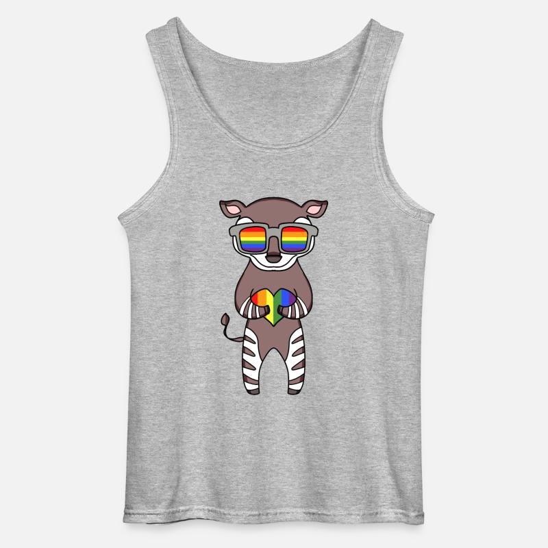 LGBT Tier Okapi Regenbogen - Gildan Männer Tank Top - Grau meliert