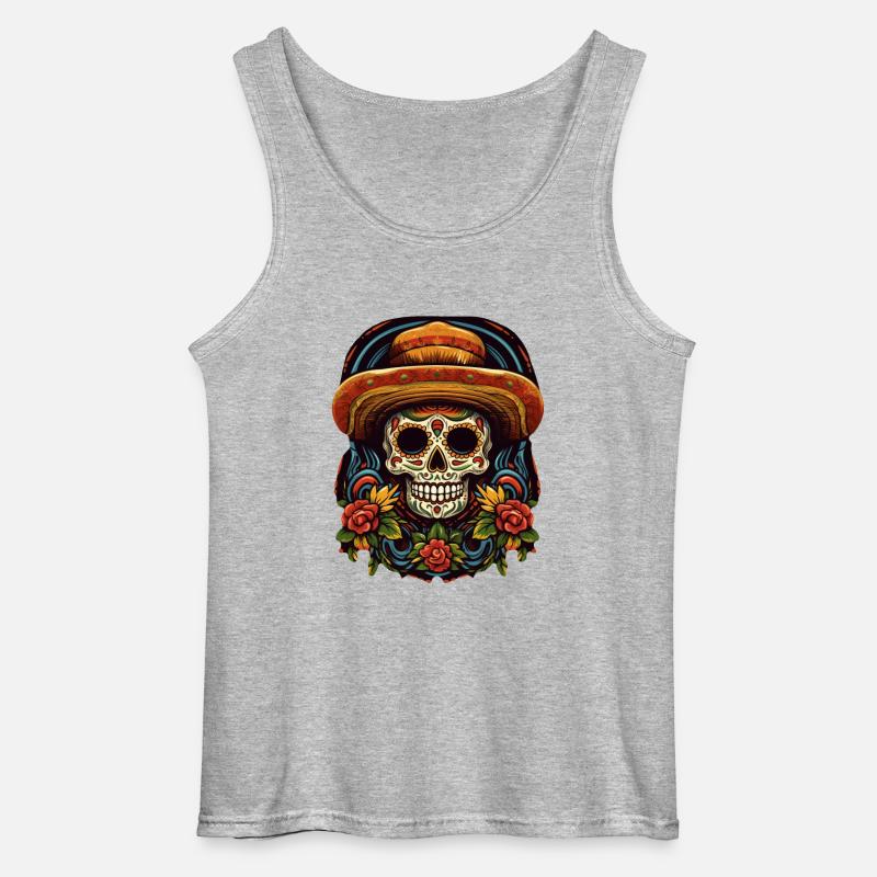 Cinco de Mayo Skull - Gildan Männer Tank Top - Grau meliert