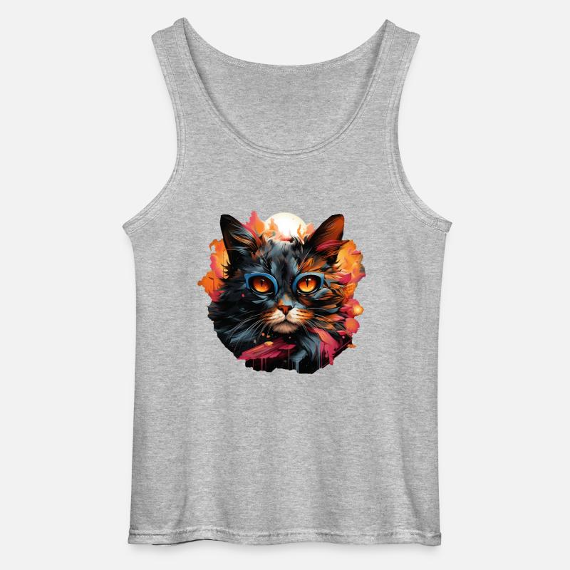 Katze - Gildan Männer Tank Top - Grau meliert
