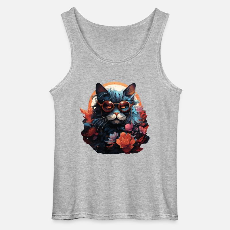 Katze - Gildan Männer Tank Top - Grau meliert