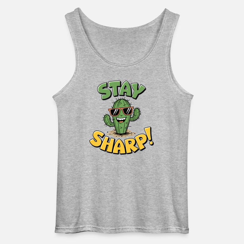Stay Sharp Kaktus - Gildan Männer Tank Top - Grau meliert