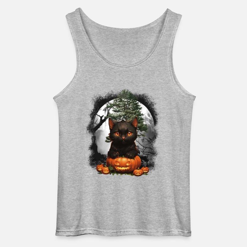 Halloween Katze Katzen - Gildan Männer Tank Top - Grau meliert