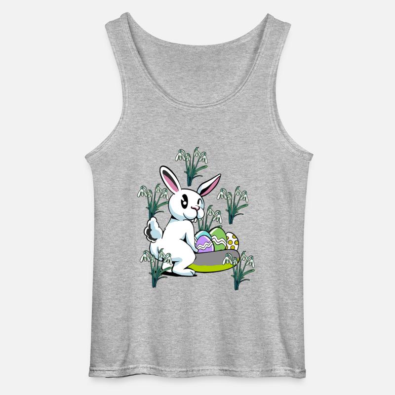 Spring snowdrop flowers Easter bunny - Gildan Men’s Tank Top - sports grey