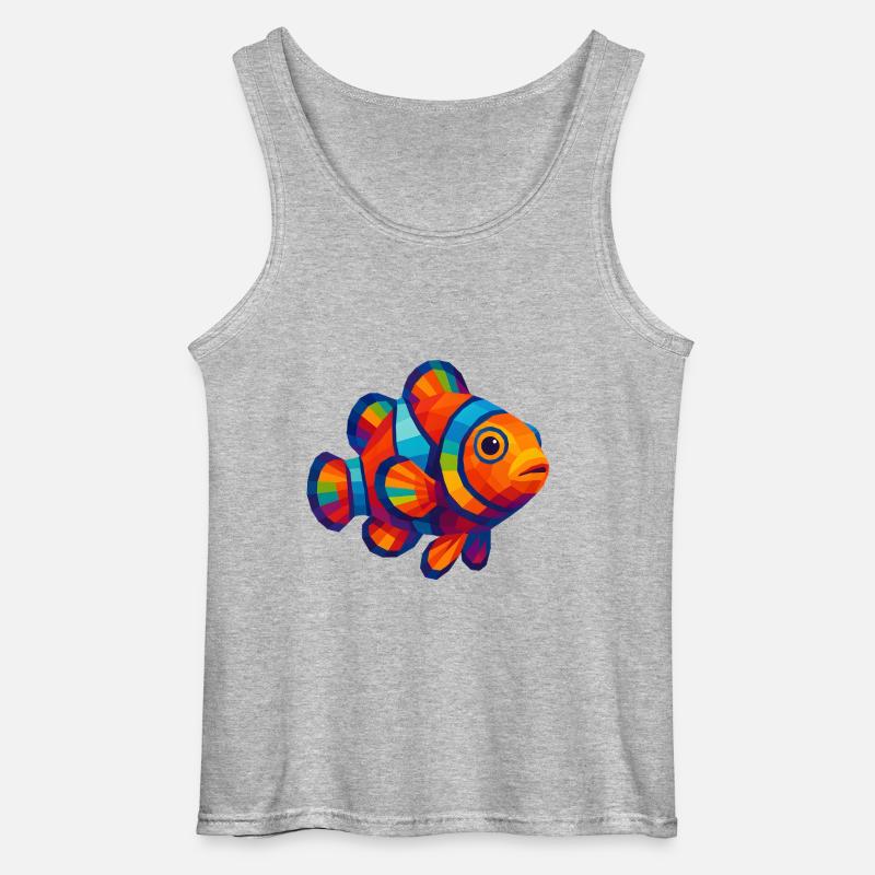 WPAP Polygon Stil Tiere - Clownfisch - Gildan Männer Tank Top - Grau meliert