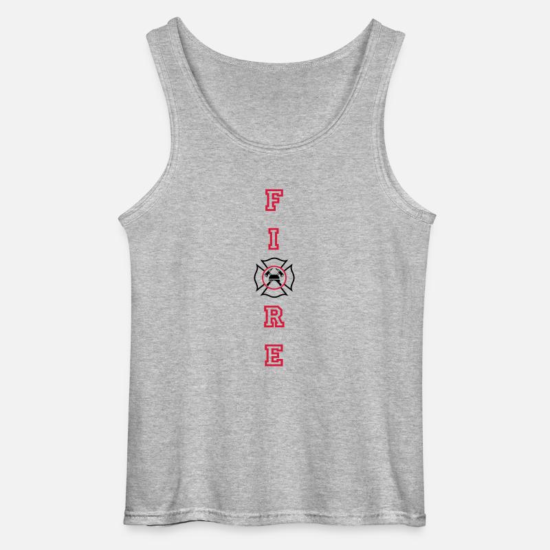 FIRE Vertikal mit Malteserkreuz - Gildan Männer Tank Top - Grau meliert