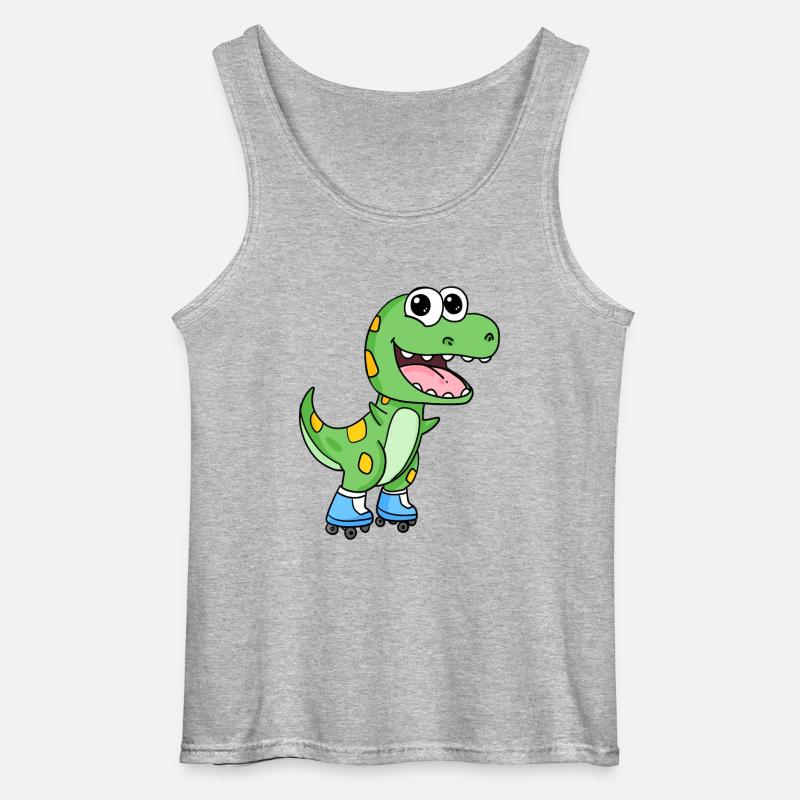 Inline Skating Rollschuhe Dinosaurier - Gildan Männer Tank Top - Grau meliert