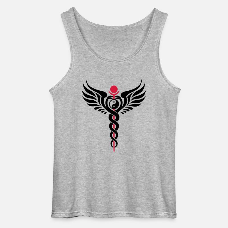 Caduceus, Yin Yang, Winged Serpent, Hermetic - Gildan tanktop til mænd - gråmeleret