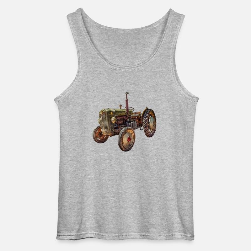 grüner Traktor Oldtimer - Gildan Männer Tank Top - Grau meliert