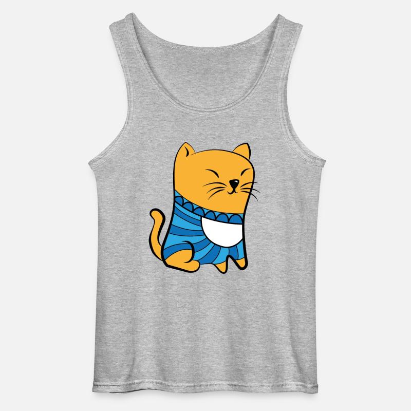 Katze mit Pullover - Gildan Männer Tank Top - Grau meliert