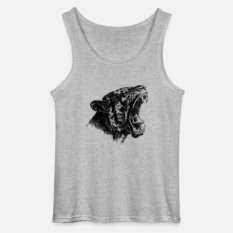 Schwarzer Panther Raubkatze - Gildan Männer Tank Top - Grau meliert