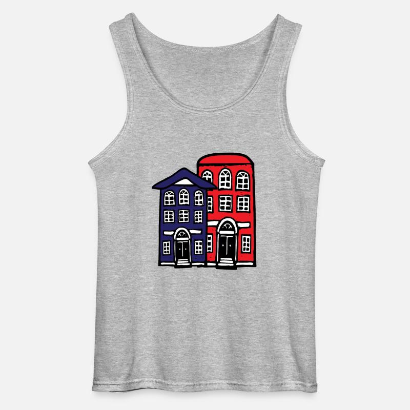 budynek - Męski tank top Gildan - szary melanż