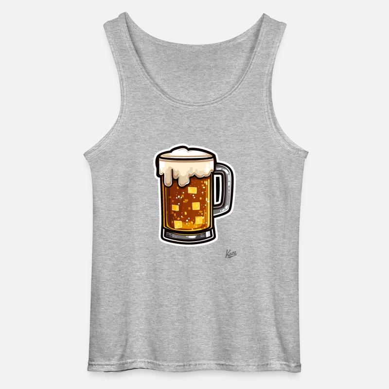 Pixel Bierkrug mit Schaum - Gildan Männer Tank Top - Grau meliert
