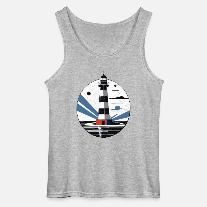 Leuchtturm, Küste, Meer - Gildan Männer Tank Top - Grau meliert