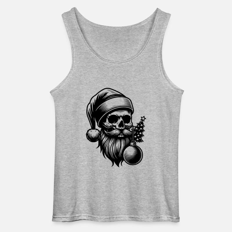 Weihnachtsmann Skull mit Christbaumkugel - Gildan Männer Tank Top - Grau meliert