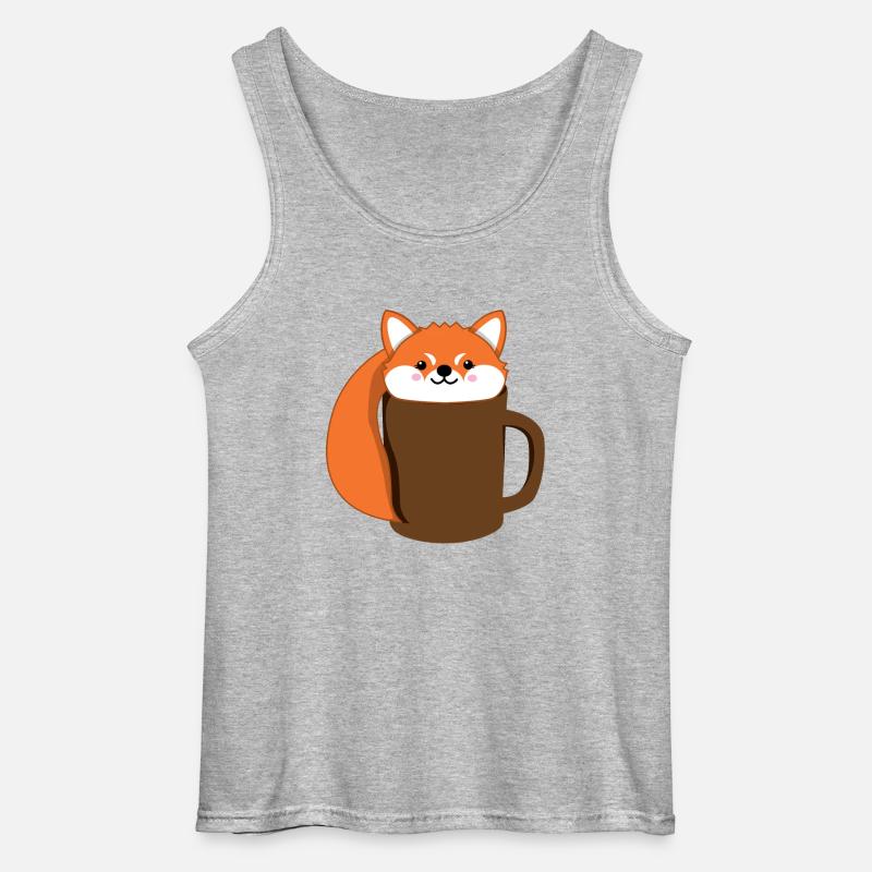 Fuchs - Kaffee - Tase - Comicstyle - Geschenk - Gildan Männer Tank Top - Grau meliert