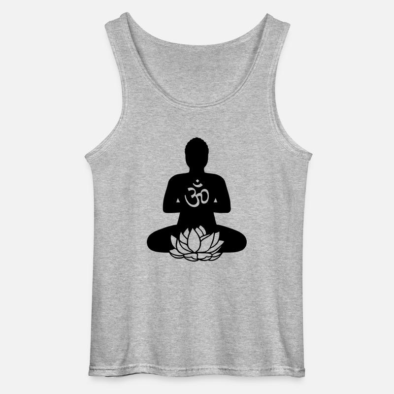 BUDDHA | Lotus & Om | 2 - Gildan Männer Tank Top - Grau meliert