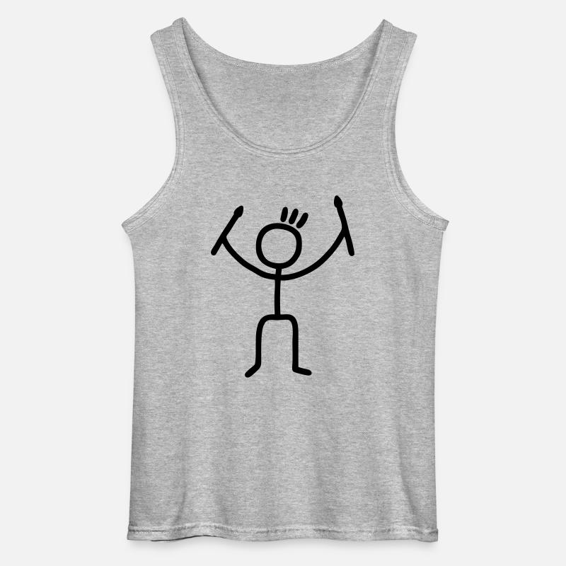 Strichmännchen mit Drumsticks - Gildan Männer Tank Top - Grau meliert