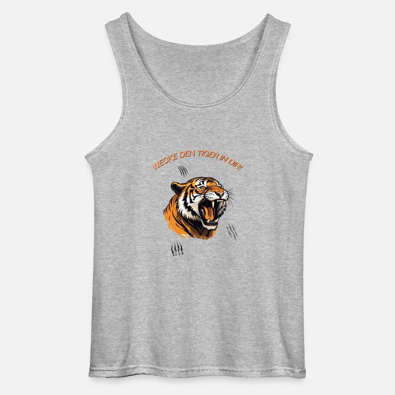 Wecke den Tiger in dir! - Gildan Männer Tank Top - Grau meliert