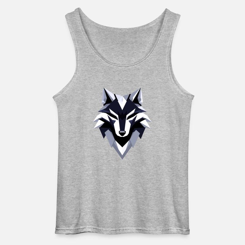Wolf Low Poly Logo Design - Gildan Men’s Tank Top - sports grey